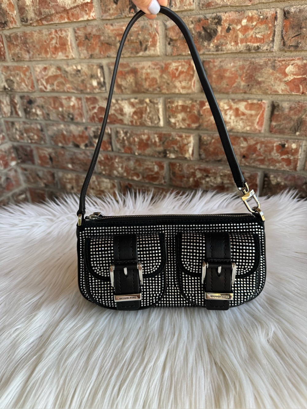 Michael Kors Black Crystal-Embellished Shoulder Bag